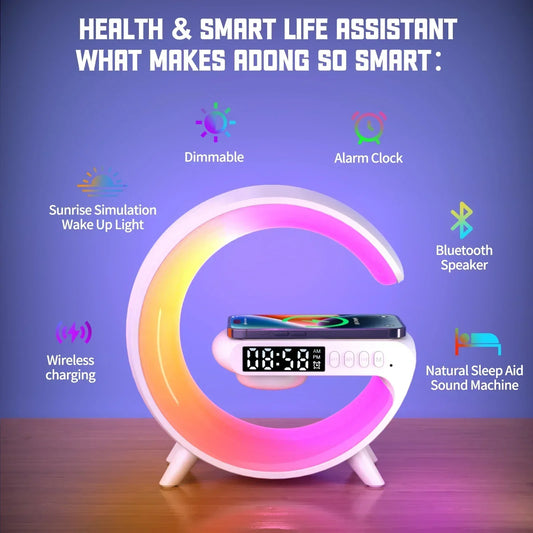 15W Fast Charger Wireless Bluetooth Speaker G63 Alarm Clock SpeakerHome Decor G Styling Smart Lamps Gifts for Girl Child